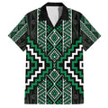 Jade Tukutuku Pattern Aotearoa Family Matching Long Sleeve Bodycon Dress and Hawaiian Shirt Niho Taniwha and Puhoro Motifs