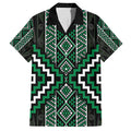 Jade Tukutuku Pattern Aotearoa Family Matching Off Shoulder Maxi Dress and Hawaiian Shirt Niho Taniwha and Puhoro Motifs