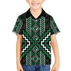 Jade Tukutuku Pattern Aotearoa Hawaiian Shirt Niho Taniwha and Puhoro Motifs