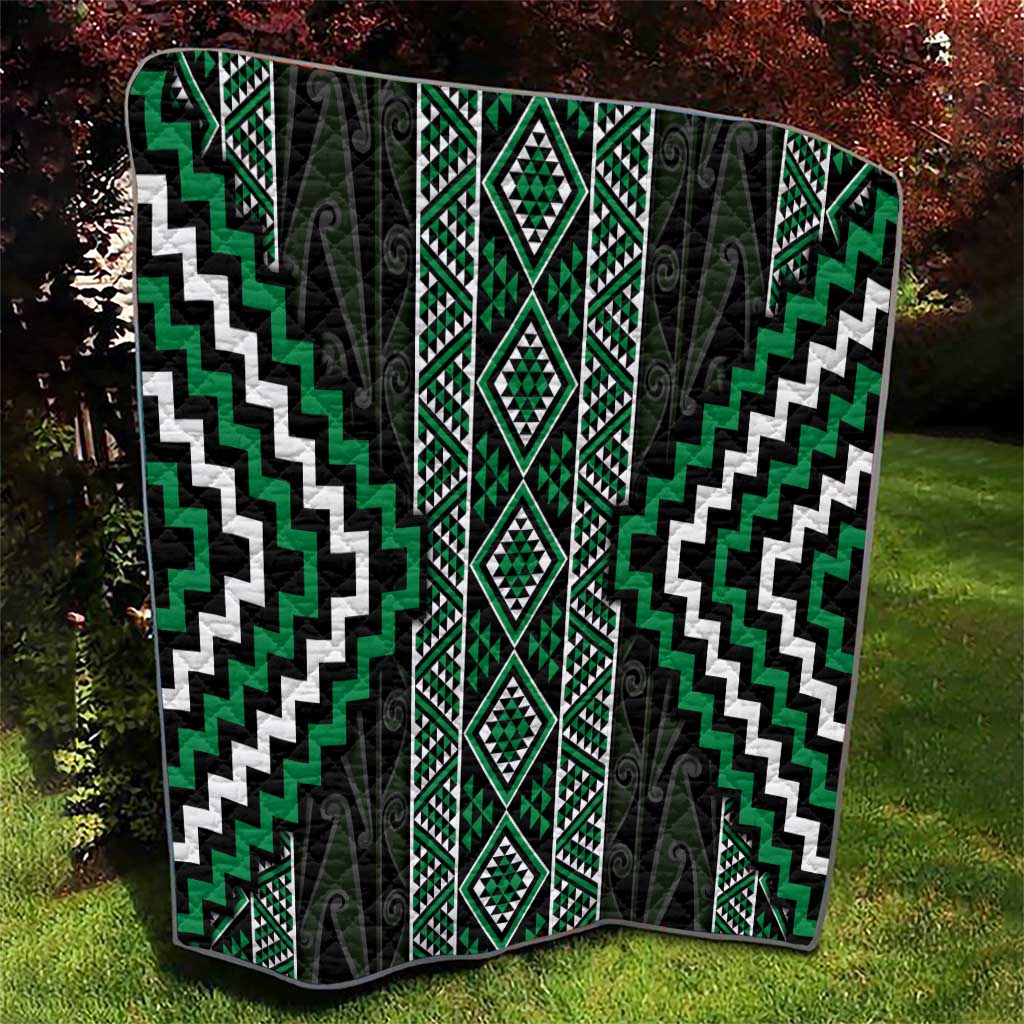 Jade Tukutuku Pattern Aotearoa Quilt Niho Taniwha and Puhoro Motifs