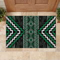 Jade Tukutuku Pattern Aotearoa Rubber Doormat Niho Taniwha and Puhoro Motifs
