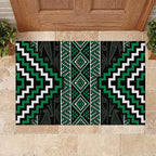 Jade Tukutuku Pattern Aotearoa Rubber Doormat Niho Taniwha and Puhoro Motifs