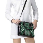 Jade Tukutuku Pattern Aotearoa Shoulder Handbag Niho Taniwha and Puhoro Motifs
