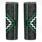 Jade Tukutuku Pattern Aotearoa Skinny Tumbler Niho Taniwha and Puhoro Motifs