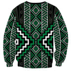 Jade Tukutuku Pattern Aotearoa Sweatshirt Niho Taniwha and Puhoro Motifs