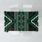Jade Tukutuku Pattern Aotearoa Tablecloth Niho Taniwha and Puhoro Motifs