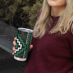 Jade Tukutuku Pattern Aotearoa Tumbler Cup Niho Taniwha and Puhoro Motifs