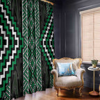 Jade Tukutuku Pattern Aotearoa Window Curtain Niho Taniwha and Puhoro Motifs