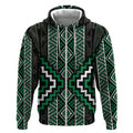 Jade Tukutuku Pattern Aotearoa Zip Hoodie Niho Taniwha and Puhoro Motifs