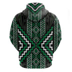 Jade Tukutuku Pattern Aotearoa Zip Hoodie Niho Taniwha and Puhoro Motifs