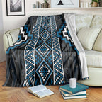Azure Tukutuku Pattern Aotearoa Blanket Niho Taniwha and Puhoro Motifs