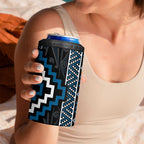 Azure Tukutuku Pattern Aotearoa 4 in 1 Can Cooler Tumbler Niho Taniwha and Puhoro Motifs