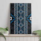 Azure Tukutuku Pattern Aotearoa Canvas Wall Art Niho Taniwha and Puhoro Motifs