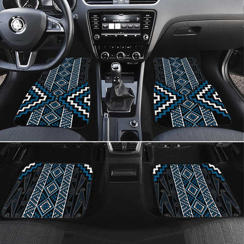 Azure Tukutuku Pattern Aotearoa Car Mats Niho Taniwha and Puhoro Motifs