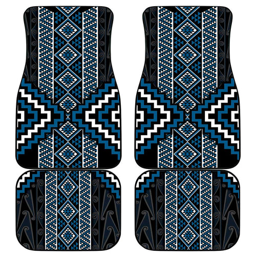 Azure Tukutuku Pattern Aotearoa Car Mats Niho Taniwha and Puhoro Motifs