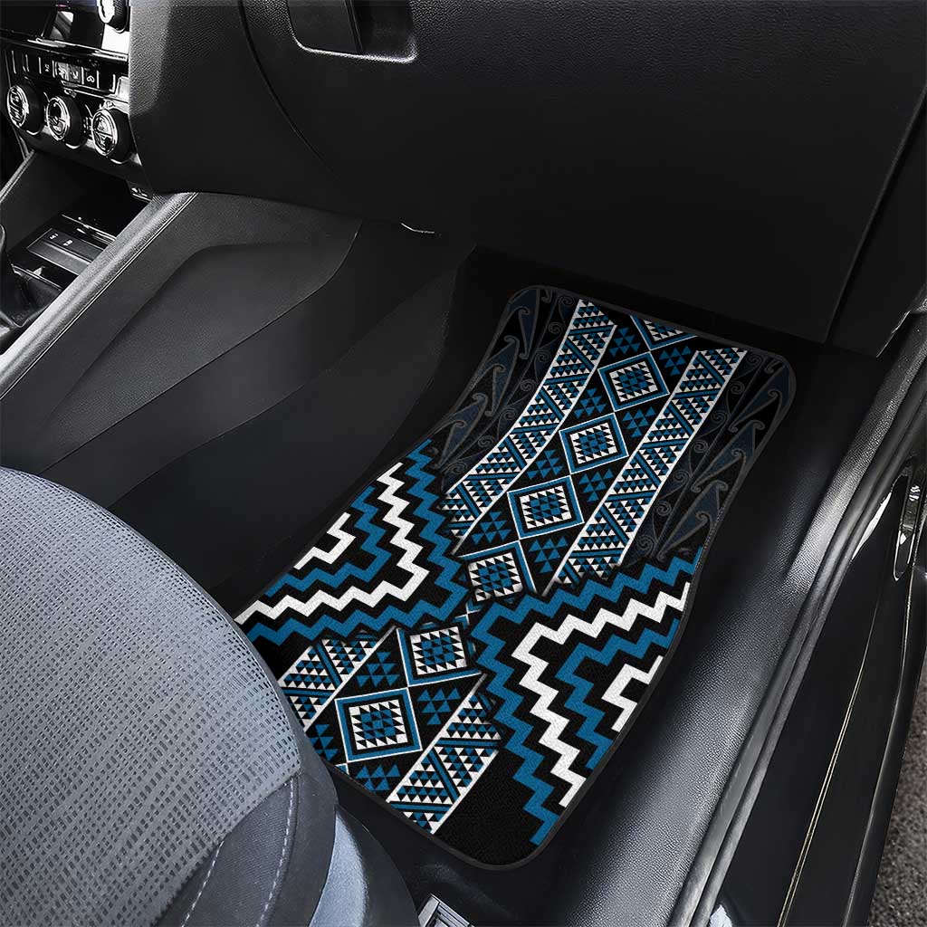 Azure Tukutuku Pattern Aotearoa Car Mats Niho Taniwha and Puhoro Motifs