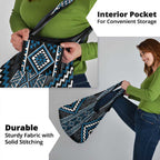 Azure Tukutuku Pattern Aotearoa Grocery Bag Niho Taniwha and Puhoro Motifs
