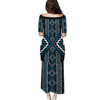Azure Tukutuku Pattern Aotearoa Puletasi Niho Taniwha and Puhoro Motifs