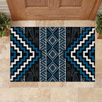 Azure Tukutuku Pattern Aotearoa Rubber Doormat Niho Taniwha and Puhoro Motifs