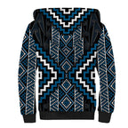 Azure Tukutuku Pattern Aotearoa Sherpa Hoodie Niho Taniwha and Puhoro Motifs