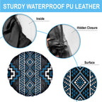 Azure Tukutuku Pattern Aotearoa Spare Tire Cover Niho Taniwha and Puhoro Motifs