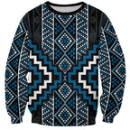 Azure Tukutuku Pattern Aotearoa Sweatshirt Niho Taniwha and Puhoro Motifs