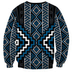 Azure Tukutuku Pattern Aotearoa Sweatshirt Niho Taniwha and Puhoro Motifs