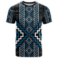Azure Tukutuku Pattern Aotearoa T Shirt Niho Taniwha and Puhoro Motifs