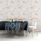 Azure Tukutuku Pattern Aotearoa Tablecloth Niho Taniwha and Puhoro Motifs