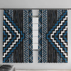Azure Tukutuku Pattern Aotearoa Window Curtain Niho Taniwha and Puhoro Motifs