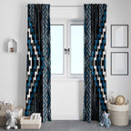 Azure Tukutuku Pattern Aotearoa Window Curtain Niho Taniwha and Puhoro Motifs