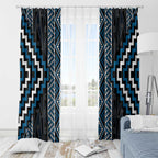 Azure Tukutuku Pattern Aotearoa Window Curtain Niho Taniwha and Puhoro Motifs
