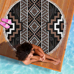 Classic Tukutuku Pattern Aotearoa Beach Blanket Niho Taniwha and Puhoro Motifs