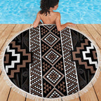 Classic Tukutuku Pattern Aotearoa Beach Blanket Niho Taniwha and Puhoro Motifs