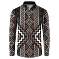 Classic Tukutuku Pattern Aotearoa Button Sweatshirt Niho Taniwha and Puhoro Motifs
