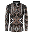 Classic Tukutuku Pattern Aotearoa Button Sweatshirt Niho Taniwha and Puhoro Motifs