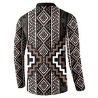 Classic Tukutuku Pattern Aotearoa Button Sweatshirt Niho Taniwha and Puhoro Motifs