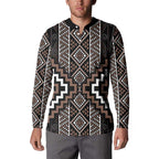 Classic Tukutuku Pattern Aotearoa Button Sweatshirt Niho Taniwha and Puhoro Motifs