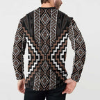 Classic Tukutuku Pattern Aotearoa Button Sweatshirt Niho Taniwha and Puhoro Motifs