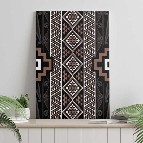Classic Tukutuku Pattern Aotearoa Canvas Wall Art Niho Taniwha and Puhoro Motifs