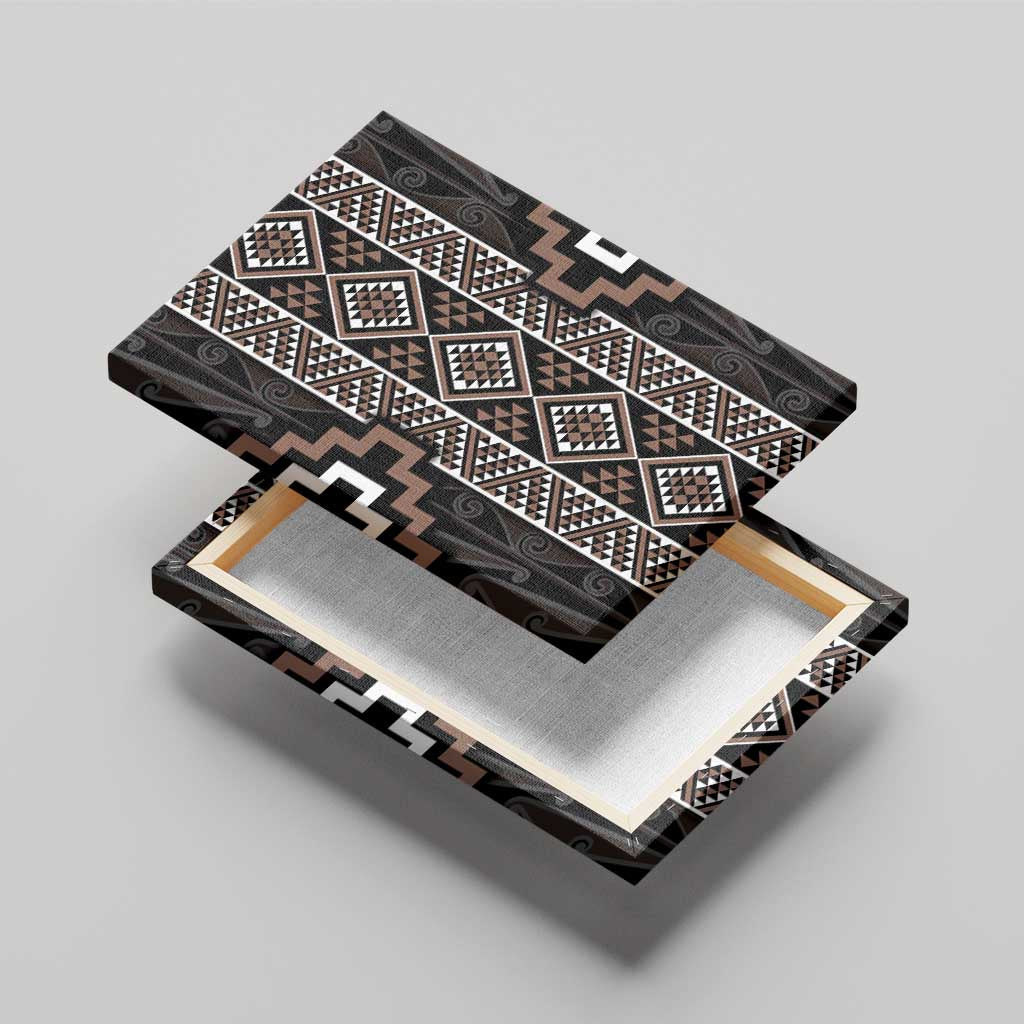 Classic Tukutuku Pattern Aotearoa Canvas Wall Art Niho Taniwha and Puhoro Motifs