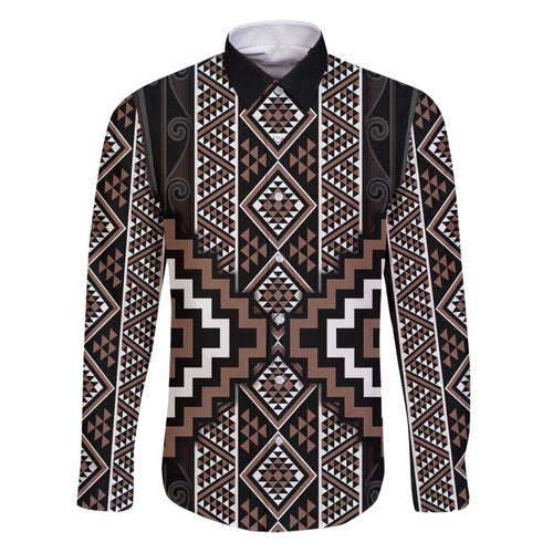 Classic Tukutuku Pattern Aotearoa Family Matching Puletasi and Hawaiian Shirt Niho Taniwha and Puhoro Motifs