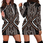 Classic Tukutuku Pattern Aotearoa Hoodie Dress Niho Taniwha and Puhoro Motifs