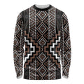 Classic Tukutuku Pattern Aotearoa Long Sleeve Shirt Niho Taniwha and Puhoro Motifs
