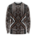 Classic Tukutuku Pattern Aotearoa Long Sleeve Shirt Niho Taniwha and Puhoro Motifs