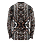 Classic Tukutuku Pattern Aotearoa Long Sleeve Shirt Niho Taniwha and Puhoro Motifs