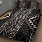 Classic Tukutuku Pattern Aotearoa Quilt Bed Set Niho Taniwha and Puhoro Motifs