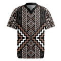 Classic Tukutuku Pattern Aotearoa Rugby Jersey Niho Taniwha and Puhoro Motifs