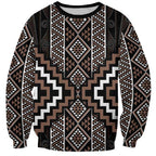 Classic Tukutuku Pattern Aotearoa Sweatshirt Niho Taniwha and Puhoro Motifs