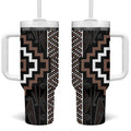 Classic Tukutuku Pattern Aotearoa Tumbler With Handle Niho Taniwha and Puhoro Motifs
